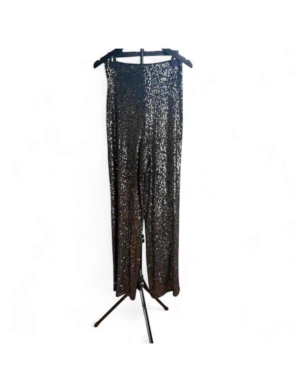 Sequin black wide leg pants size M